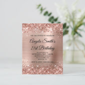 Papier Glittery Rose Gold Foil 21e anniversaire Invitatio (Debout devant)