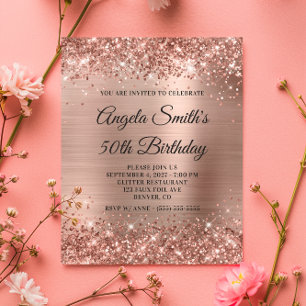 Papier Glittery Rose Gold Foil 50e anniversaire Invitatio