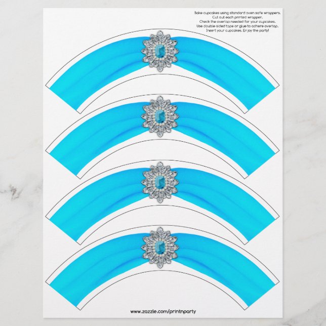 Papier Glitz et Glam Cupcake Wrap - Aqua (Devant)