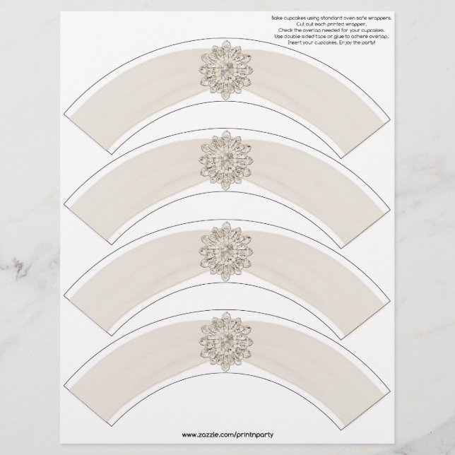 Papier Glitz et Glam Cupcake Wrap - Crème (Devant)