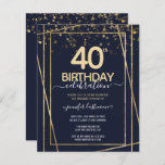 Papier Gold 40th Anniversaire Invitation budgétaire<br><div class="desc">Elégante bordure en or de Faux avec des reflets chatoyants sur la bordure supérieure. Tout le texte est ajustable et facile à changer pour vos besoins de partie. Grande élégante conception modèle de 40e anniversaire.</div>