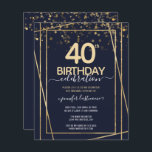 Papier Gold 40th Anniversaire Invitation budgétaire<br><div class="desc">Elégante bordure en or de Faux avec des reflets chatoyants sur la bordure supérieure. Tout le texte est ajustable et facile à changer pour vos besoins de partie. Grande élégante conception modèle de 40e anniversaire.</div>