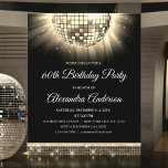 Papier Gold 60th Anniversaire de fête Disco Ball Invitati<br><div class="desc">Budget Gold Soixantième anniversaire fête 70's Disco Ball Party Invitation. L'invitation Gold and Black 60th Birthday Party est parfaite pour une fête d'anniversaire moderne de 60th. Les produits correspondants customisés peuvent être créés par le Concepteur sur demande.</div>