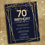 Papier Gold 70th Anniversaire de fête Budget Invitation<br><div class="desc">Elégante bordure en or de Faux avec des reflets chatoyants sur la bordure supérieure. Tout le texte est ajustable et facile à changer pour vos besoins de partie. Grande élégante conception modèle de 70ème anniversaire.</div>