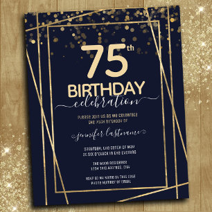 Papier Gold 75th Anniversaire de fête Budget Invitation