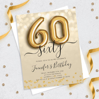 Papier Gold Balloon Parties scintillant 60e anniversaire