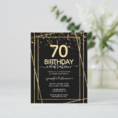 Papier Gold Black 70e Anniversaire de fête Invitation bud (Debout devant)
