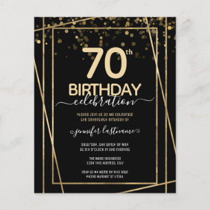 Papier Gold Black 70e Anniversaire de fête Invitation bud