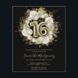 Papier Gold Black Sweet 16 Invitations Budget<br><div class="desc">Faites savoir à vos amis de marquer leurs calendriers pour votre journée spéciale avec ces belles invitations bleu poussiéreux Sweet 16. Chaque invitation présente un design festif avec de beaux ballons, parfait pour mettre l'ambiance pour une journée de plaisir et de célébration. Que vous ayez l'intention d'organiser un gala de...</div>