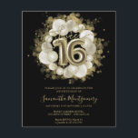 Papier Gold Black Sweet 16 Invitations Budget<br><div class="desc">Faites savoir à vos amis de marquer leurs calendriers pour votre journée spéciale avec ces belles invitations bleu poussiéreux Sweet 16. Chaque invitation présente un design festif avec de beaux ballons, parfait pour mettre l'ambiance pour une journée de plaisir et de célébration. Que vous ayez l'intention d'organiser un gala de...</div>