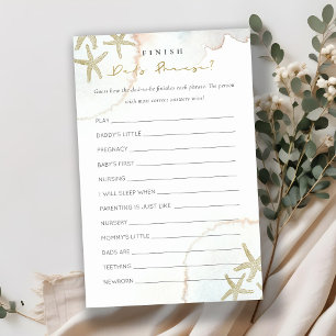 Papier Gold Blue Starfish Finish Papa's Phrase Baby showe