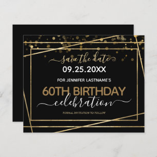 Papier Gold Border 60th Birthday Enregistrer la date Budg