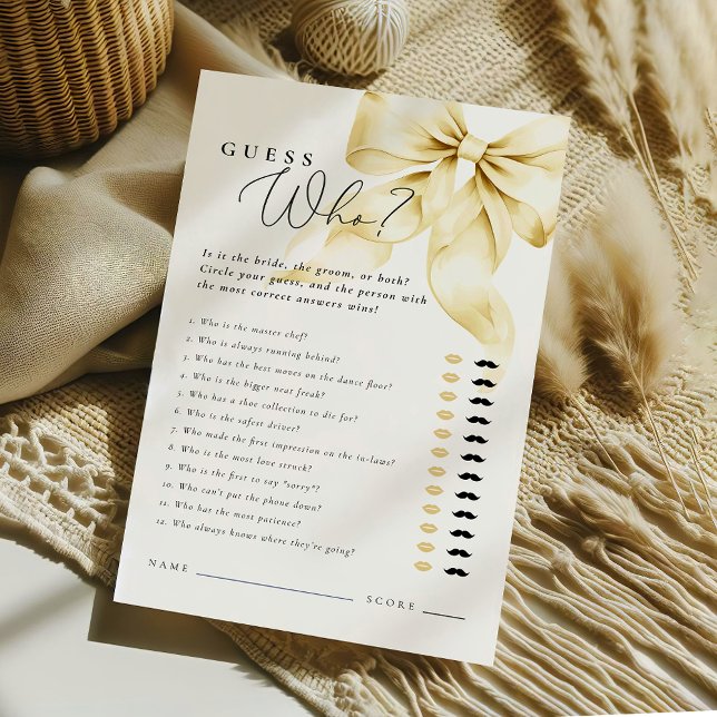 Papier Gold Bow Bridal Shower Guess Who Said it Game (Créateur téléchargé)