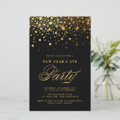 Papier Gold Confetti Invitation de réveillon du Nouvel An (Debout devant)