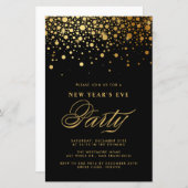Papier Gold Confetti Invitation de réveillon du Nouvel An (Devant / Derrière)