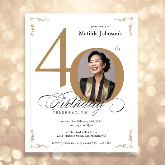 Papier Gold Custom Photo Budget 40e anniversaire Invitati