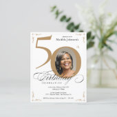 Papier Gold Custom Photo Budget 50th Birthday Invitation (Debout devant)