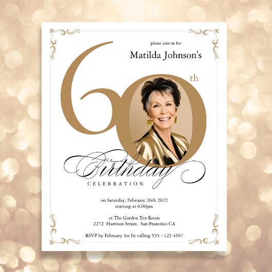 Papier Gold Custom Photo Budget 60e anniversaire Invitati