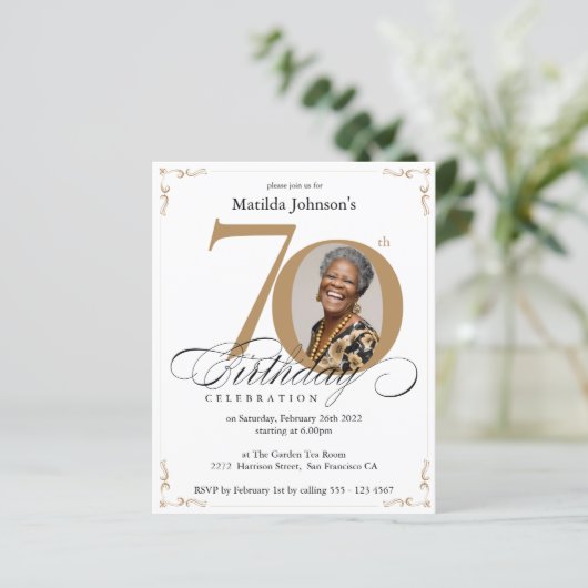 Papier Gold Custom Photo Budget 70e fête d'anniversaire (Debout devant)