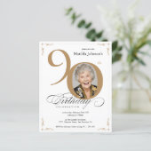 Papier Gold Custom Photo Budget 90th Birthday Invitation (Debout devant)