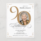 Papier Gold Custom Photo Budget 90th Birthday Invitation (Devant)