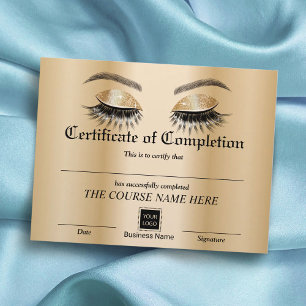Papier Gold Eyelash Salon Certificat d'achèvement