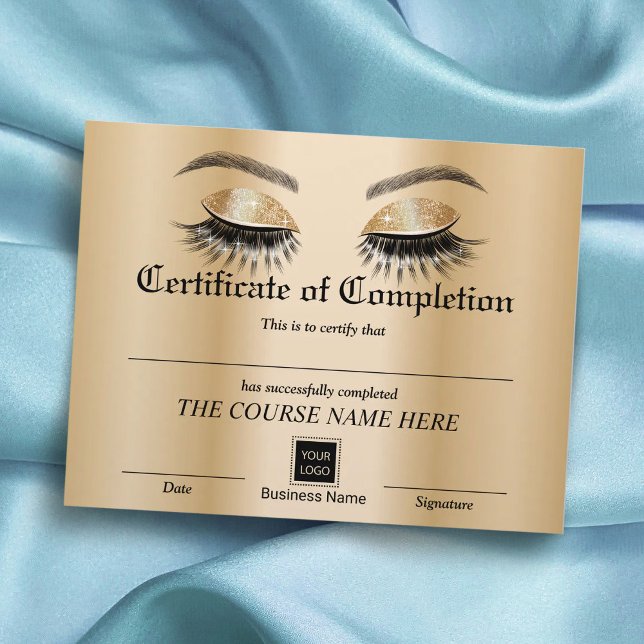 Papier Gold Eyelash Salon Certificat d'achèvement (Créateur téléchargé)