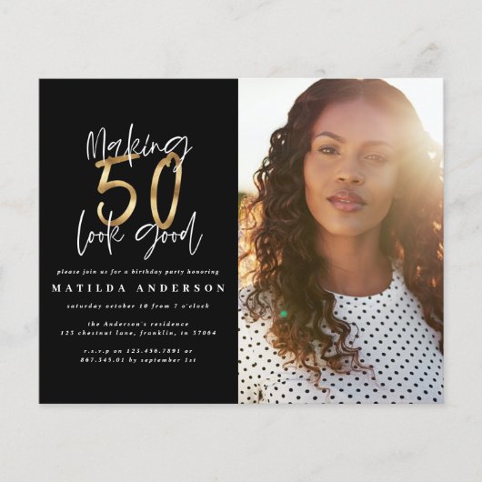 Papier Gold faire 50 look bonne photo invitation annivers (Devant)