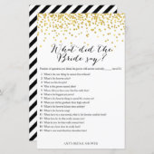 Papier Gold Fête des mariées Game - Ce que la mariée a di (Devant / Derrière)