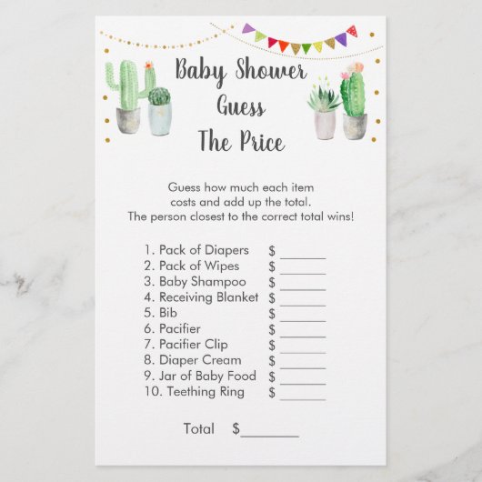 Papier Gold Fiesta Cactus Devinez Le Jeu De Prix (Devant)