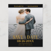 Papier Gold Foil Calligraphie Photo Enregistrer la date (Devant)