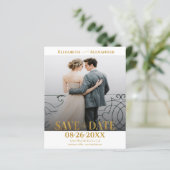 Papier Gold Foil Calligraphie Photo Enregistrer la date (Debout devant)