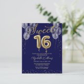 Papier Gold Foil Sweet 16 Ballons Invitations Budget (Debout devant)