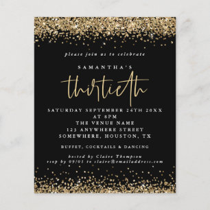 PAPIER Gold Glitter Dertigparty Black Invite Flyer