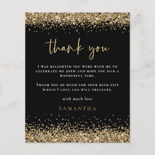 PAPIER Gold Glitter Fiftieth Black Foto bedankt Flyer