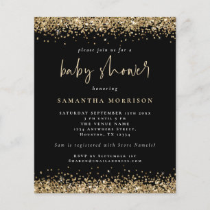 PAPIER Gold Glitter Girl Boy Baby shower Black Flyer