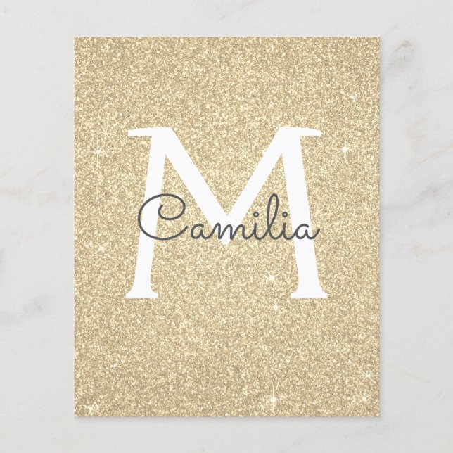 Papier Gold Glitter Monogram Quinceanera (Voorkant)