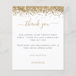 PAPIER   Gold Glitter Photo 21st-party Bedankt Flyer