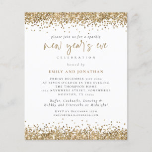 PAPIER   Gold Glitter Script New Years Eve Invite Flyer