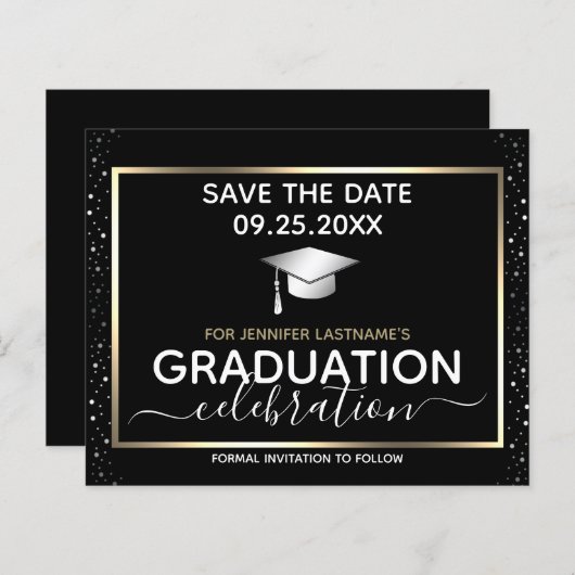 Papier Gold Graduation Enregistrer la date Budget de l'in (Devant / Derrière)