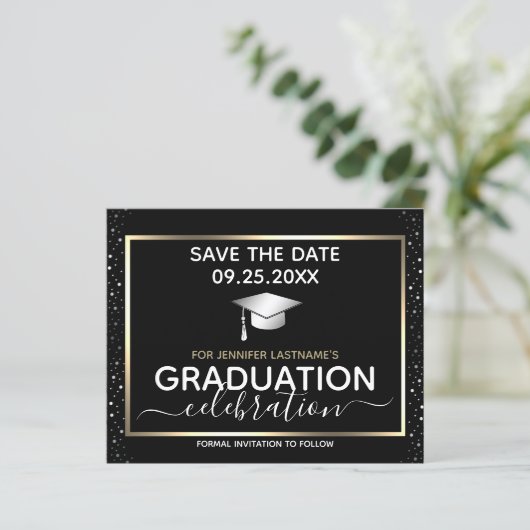 Papier Gold Graduation Enregistrer la date Budget de l'in (Debout devant)