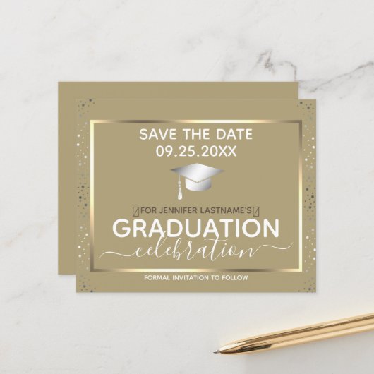 Papier Gold Graduation Enregistrer la date Budget de l'in (Devant/Arrière en situation)