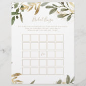 Papier Gold Greenery Automne Bridal Bingo Jeu (Devant)
