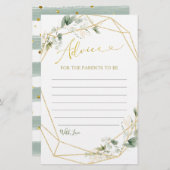 Papier Gold Greenery Geometry Baby in Bloom Conseils Card (Devant / Derrière)