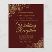 Papier Gold Lace Auburn Réception de mariage Invitation B (Devant)