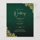 Papier Gold Lace Emerald Green All-in-1 Wedding Invitatio (Devant)
