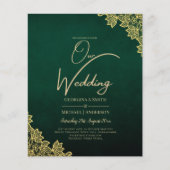 Papier Gold Lace Emerald Green All-in-1 Wedding Invitatio (Devant)