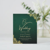 Papier Gold Lace Emerald Green All-in-1 Wedding Invitatio (Debout devant)