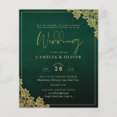 Papier Gold Lace Emerald Green All-in-1 Wedding Invitatio (Devant)