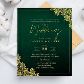 Papier Gold Lace Emerald Green All-in-1 Wedding Invitatio